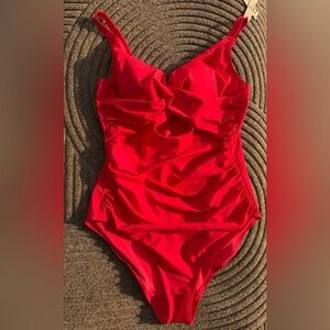 Red Shapellx Cutout-Front Shaping Swimsuit Size L